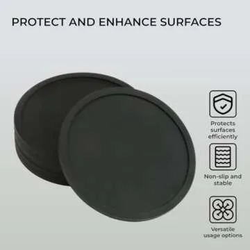 H&S Non Slip Silicone Coasters - Set of 6 for Drinks