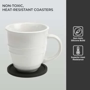 H&S Non Slip Silicone Coasters - Set of 6 for Drinks