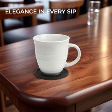 H&S Non Slip Silicone Drink Coasters - Set of 6 - Large Black Cup Coaster Set for Outdoor & Indoor Drinks - Anti Stain & Heat Resistant - Cup Table Pads - Cup Place Mat - Drink Coasters Plain