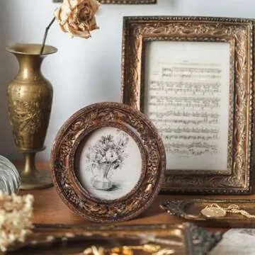 SIKOO Vintage 3×3 Round Picture Frame for Home Decor