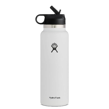 Hydro Flask 40 oz Wide Mouth Straw Lid White Leakproof Insulated
