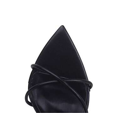 GENSHUO Women's Sexy Strappy Sandals heel 11cm/4.33 inch Summer High Stiletto Heeled Pump Pointed Open toe Party Wedding Shoes Black BK-11-8