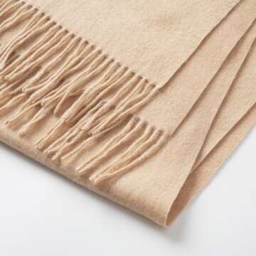 CALVIN & OLIVIA Ultra-Soft Winter Cashmere Feel Scarf Solid Color Warm Long Unisex Winter Scarves Perfect Holiday Gift for Women Men Beige