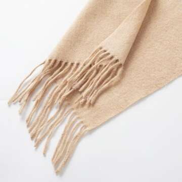 CALVIN & OLIVIA Ultra-Soft Winter Cashmere Feel Scarf Solid Color Warm Long Unisex Winter Scarves Perfect Holiday Gift for Women Men Beige
