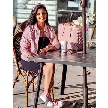 luvamia Women's Classic Casual Long Sleeves Jacket Basic Button Down Trucker Jacket Coat Womens Jean Jacket Spring Jackets For Women 2024 Pink Size Large Fits Size 12 / Size 14