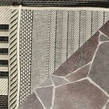 SAFAVIEH Courtyard Collection Area Rug - 5'3" x 7'7", Black & Bone, Stripe Design, Non-Shedding & Easy Care, Indoor/Outdoor & Washable-Ideal for Patio, Backyard, Mudroom (CY6062-216)