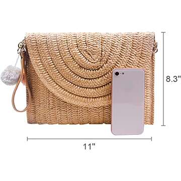 Freie Liebe Straw Clutch Purses for Women Summer Beach Bags Envelope Woven Clutch Handbags