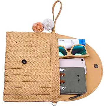 Versatile Freie Liebe Straw Clutch Purse for Summer Style