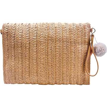 Freie Liebe Straw Clutch Purses for Women Summer Beach Bags Envelope Woven Clutch Handbags