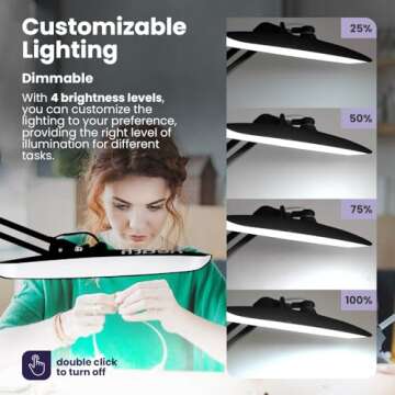 Neatfi XL 2,200 Lumens LED Desk Lamp with Clamp, 24W Bright Architect Task Lamp, 20 Inches Dimmable ...