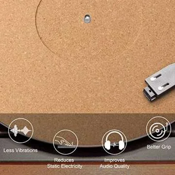 3 Pieces Cork Turntable Mats in 12 Inch x 3 mm Recessed Turntable Platter Cork Record Mats with High Fidelity for Vinyl LP Record Players Audiophile Reduce Noise