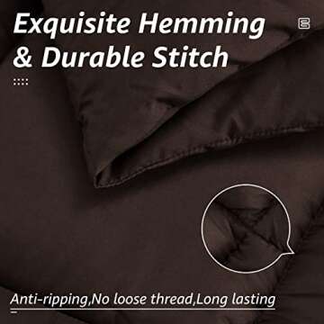 HYLEORY All Season Queen Size Bed Comforter - Cooling Goose Down Alternative Quilted Duvet Insert with Corner Tabs - Winter Warm - Machine Washable - Brown