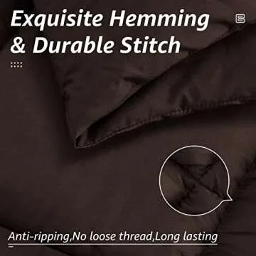 HYLEORY All Season Queen Size Bed Comforter - Cooling Goose Down Alternative Quilted Duvet Insert with Corner Tabs - Winter Warm - Machine Washable - Brown