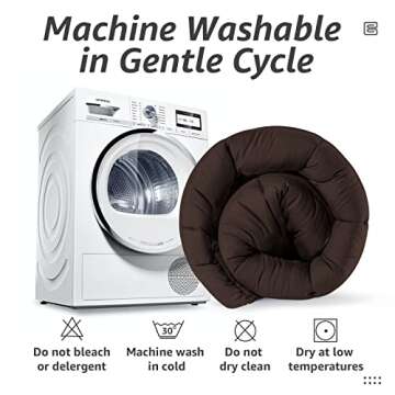 HYLEORY All Season Queen Size Bed Comforter - Cooling Goose Down Alternative Quilted Duvet Insert with Corner Tabs - Winter Warm - Machine Washable - Brown