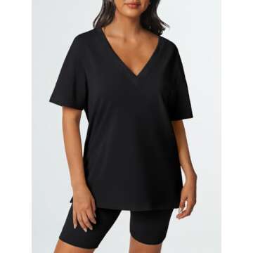 AUTOMET Womens 2 Piece Outfits Summer Sets Lounge Matching V Neck Tops 2024 Biker High Waist Shorts Pants Spring Vacation Beach Cruise Trendy Fashion Sweatsuits