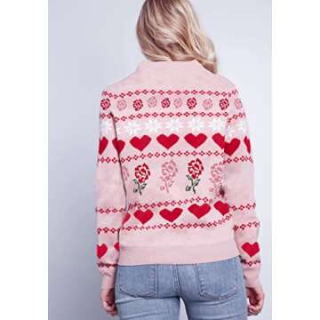 LAVASEON Women Oversized Valentines Sweater Pink Lightweight Crew Neck Long Sleeve Pullover Sweaters for Women Trendy