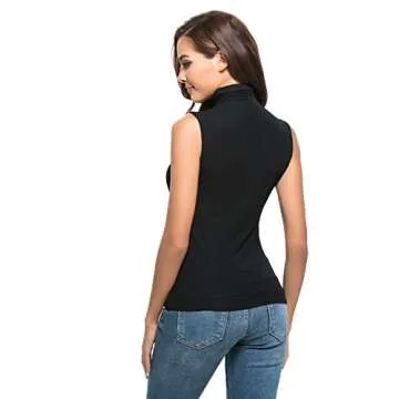 Stylish Nasperee Sleeveless Mock Turtleneck Tank Top
