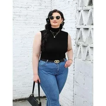 Stylish Nasperee Sleeveless Mock Turtleneck Tank Top