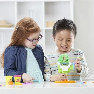 Play-Doh Buzz 'n Cut Fuzzy Pumper Barber Shop Set, Electric Buzzer, 5 Colors of 2-Ounce Cans, Preschool Toys, Christmas Gifts Girls & Boys, Ages 3+ (Amazon Exclusive)