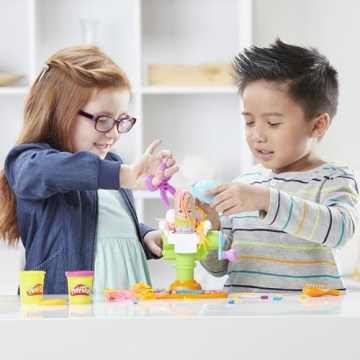 Play-Doh Buzz 'n Cut Fuzzy Pumper Barber Shop Set, Electric Buzzer, 5 Colors of 2-Ounce Cans, Preschool Toys, Christmas Gifts Girls & Boys, Ages 3+ (Amazon Exclusive)