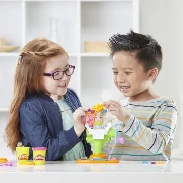 Play-Doh Buzz 'n Cut Fuzzy Pumper Barber Shop Set, Electric Buzzer, 5 Colors of 2-Ounce Cans, Preschool Toys, Christmas Gifts Girls & Boys, Ages 3+ (Amazon Exclusive)
