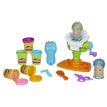 Play-Doh Buzz 'n Cut Fuzzy Pumper Barber Shop Set, Electric Buzzer, 5 Colors of 2-Ounce Cans, Preschool Toys, Christmas Gifts Girls & Boys, Ages 3+ (Amazon Exclusive)