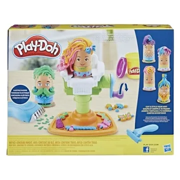 Play-Doh Buzz 'n Cut Fuzzy Pumper Barber Shop Set, Electric Buzzer, 5 Colors of 2-Ounce Cans, Preschool Toys, Christmas Gifts Girls & Boys, Ages 3+ (Amazon Exclusive)