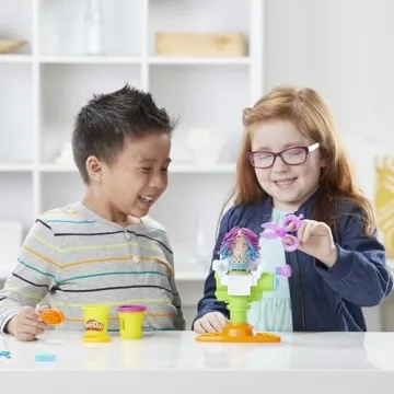Play-Doh Buzz 'n Cut Fuzzy Pumper Barber Shop Set, Electric Buzzer, 5 Colors of 2-Ounce Cans, Preschool Toys, Christmas Gifts Girls & Boys, Ages 3+ (Amazon Exclusive)