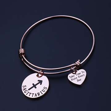 Rose Gold Zodiac Sign Bracelet Constellation Jewelry Gift for Her (Sagittarius)