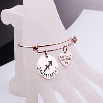 Rose Gold Zodiac Sign Bracelet Constellation Jewelry Gift for Her (Sagittarius)