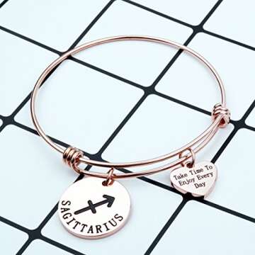 Rose Gold Zodiac Sign Bracelet Constellation Jewelry Gift for Her (Sagittarius)