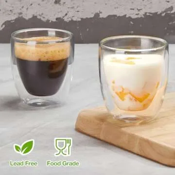 Gencywe Double Walled Espresso Cups Set of 4 - Stylish & Practical