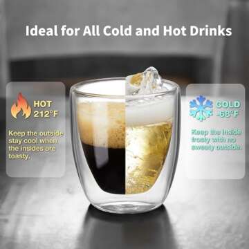 Gencywe Double Walled Espresso Cups Set of 4 (50% Thicker), 3 Ounce Clear Expresso Coffee Mugs, Espresso Shot Glasses, Double Wall Insulated Espresso Cups Suit for Espresso Machine, Microwave Safe