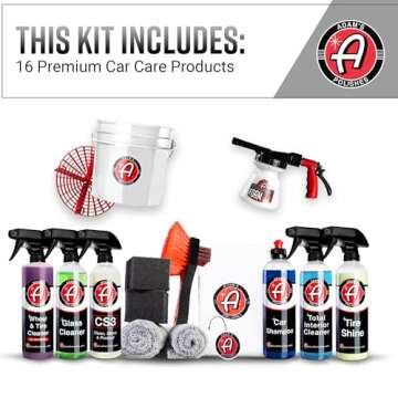 Adam's Premium Car Wash Kit - Arsenal Builder Car Wash Kit with Car Care Cleaning Chemicals, Essenti...