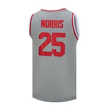 OTHERCRAZY Morris Jersey #25 Bayside Basketball Jersey Grey S-XXXL (Grey, Small)