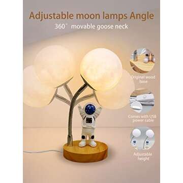 WLHONG 3D Moon Astronaut Night Light for Kids