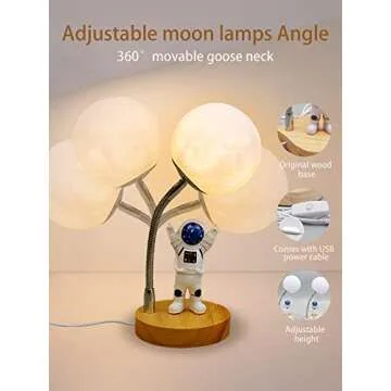 WLHONG 3D Moon Astronaut Night Light for Kids