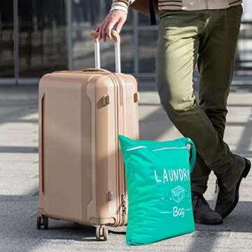 2 Pcs Large Travel Laundry Bag Waterproof Wet Dry Bag Washable Dirty Clothes Drawstring Bag Bathing ...