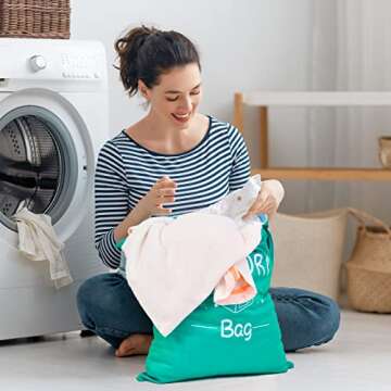 2 Pcs Large Travel Laundry Bag Waterproof Wet Dry Bag Washable Dirty Clothes Drawstring Bag Bathing Suit Workout Bag for Gym Clothes Laundry Wet Clothes Swimming Yoga, Green Grey