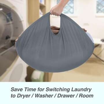 27" Pop Up Laundry Hamper, HEON Collapsible Laundry Basket for Dirty Clothes Dryer & Washer Removal, Pop Up Clothes Hamper with Handles, Foldable Transfer for Family Bathroom Laundry Room Dorm(Cray)