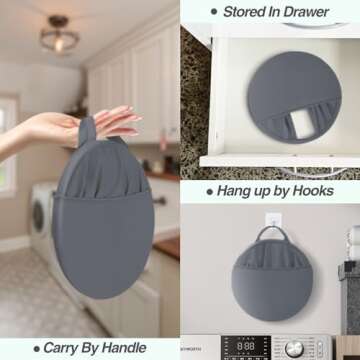 27" Pop Up Laundry Hamper, HEON Collapsible Laundry Basket for Dirty Clothes Dryer & Washer Removal, Pop Up Clothes Hamper with Handles, Foldable Transfer for Family Bathroom Laundry Room Dorm(Cray)