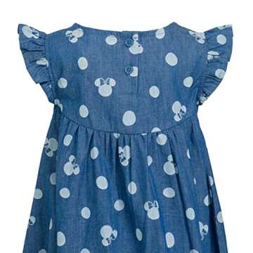 Disney Minnie Mouse Girls Chambray Denim Skater Dress Toddler to Big Kid