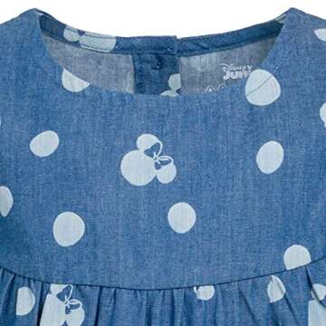 Disney Minnie Mouse Girls Chambray Denim Skater Dress Toddler to Big Kid