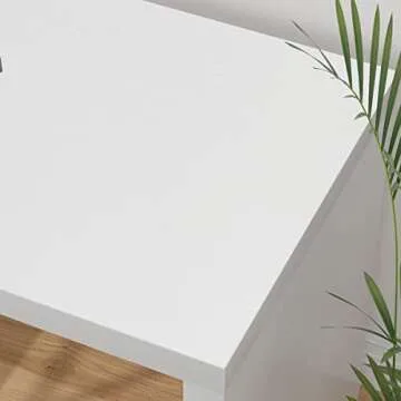 HSH White L-Shaped Computer Desk with 3 Drawers and 2 Shelves, Reversible Home Office Corner Desk for Writing Study Work Executive, 55 Inch Bedroom Wood Table Workstation Desk with Storage Cabinet