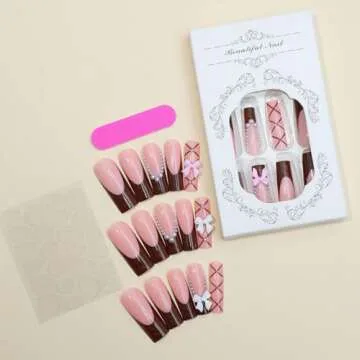 QQPPOLIU Coffin Press on Nails Kit for Stylish Finish
