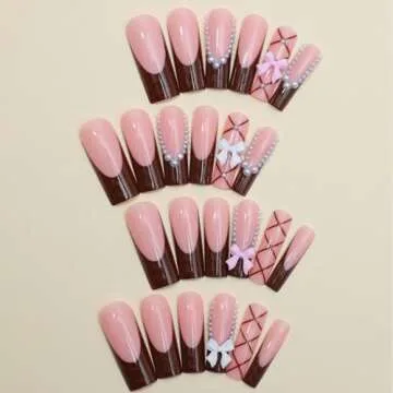 QQPPOLIU Coffin Press on Nails Kit for Stylish Finish