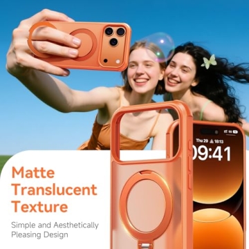 Peerock 360 Spin Magnetic Stand for iPhone 17 Pro Max Case - Cosmic Orange