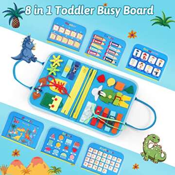 Toddler Busy Board for 1 Years Old, Montessori Learning Toys Busy Book for Toddlers 1-3 Educational ...