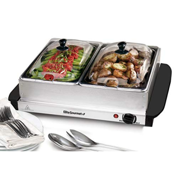 Elite Gourmet Buffet Server EWM-6122 with Dual 2.5Qt Trays, Perfect for Entertaining