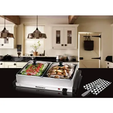 Elite Gourmet Buffet Server with Dual Stainless Steel Trays